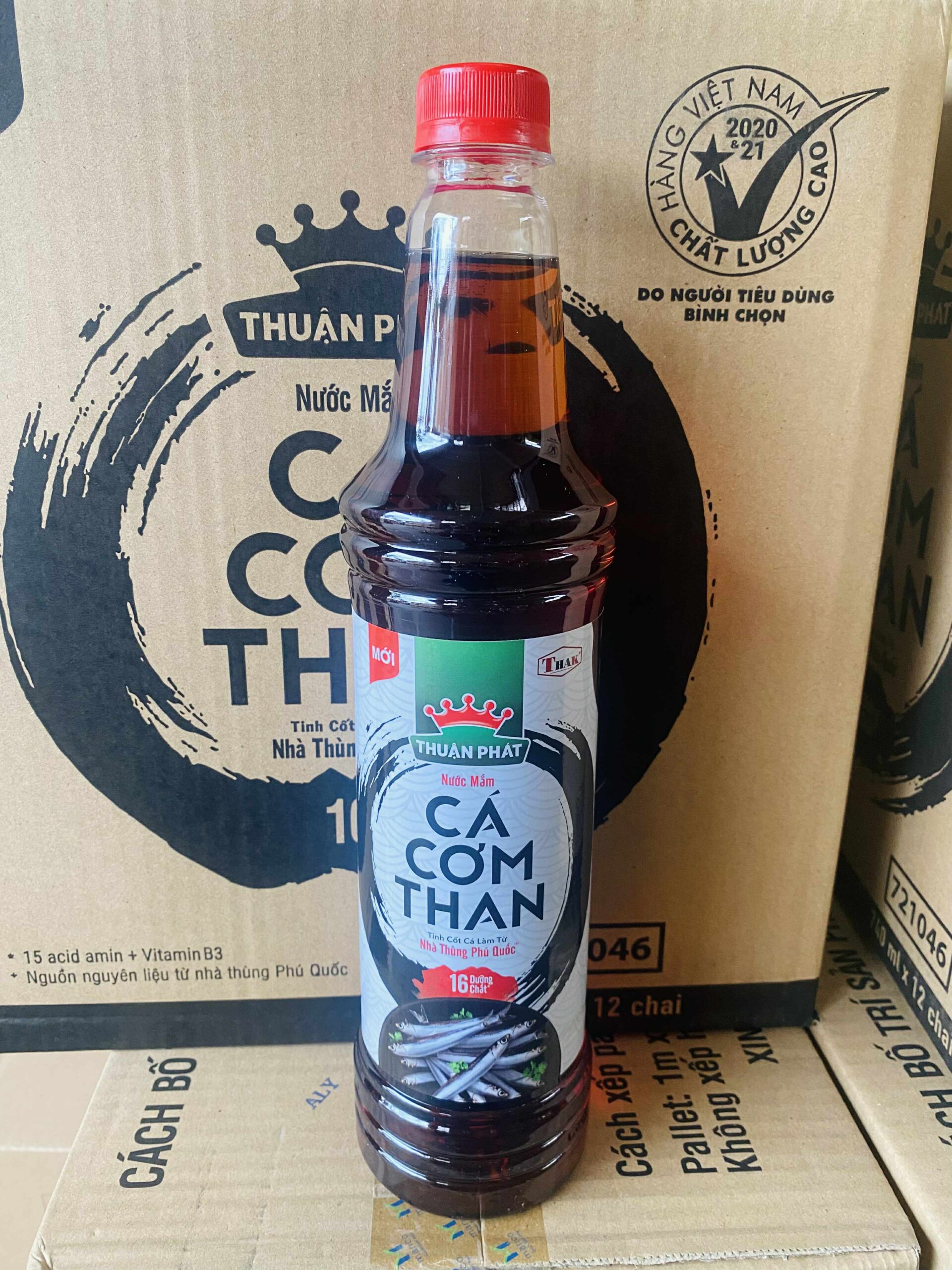 Nước mắm Phú Quốc - Thuận Phát cá cơm than〔 385¥/chai 〕nguyên thùng (740ml x 12 chai)【ベトナム産】ブラックアンチョビヌックマム Vietnamese Fish Sauce น้ำปลาเวียดนาม